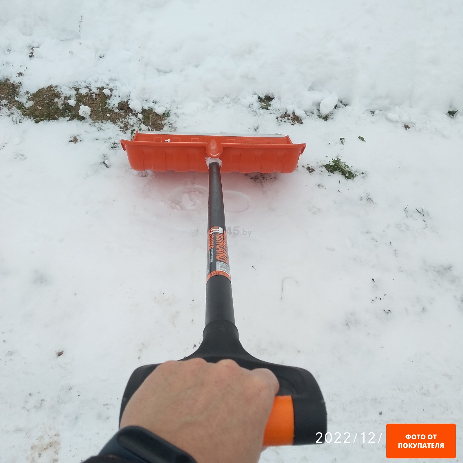 Лопата снеговая пластмассовая 550x1500 мм FINLAND Orange (1731-Ч) - Фото 2