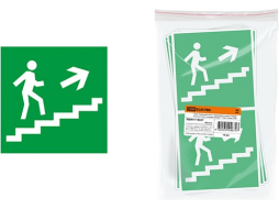 Знак-наклейка TDM Направление к эвакуационному выходу по лестнице направо вверх 150х150 мм 