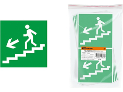 Знак-наклейка TDM Направление к эвакуационному выходу по лестнице налево вниз 150х150 мм 