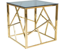 Стол журнальный SIGNAL Escada B дымчатое стекло/золотой 55х55х55 см 