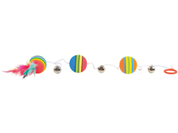 Игрушка для кошек TRIXIE Радужные шарики с колокольчиками и перьями 80 см 