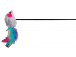 Игрушка для кошек TRIXIE Удочка-дразнилка Мышь с перьями 50 см 