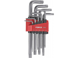 Набор ключей Torx Т10Н-Т50Н удлинённых c отверстием 9 предметов FORCE 