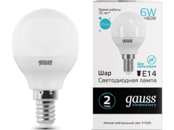 Лампа светодиодная E14 GAUSS Elementary G45