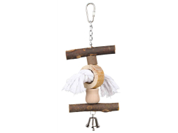 Игрушка для птиц TRIXIE Подвеска из дерева с кисточками и колокольчиком