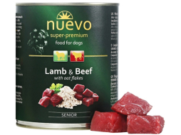 Влажный корм для пожилых собак NUEVO Senior ягненок, говядина и овсяные хлопья консервы 400 г 