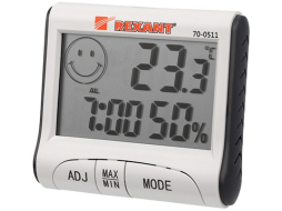 Термогигрометр электронный с часами и функцией будильника REXANT 