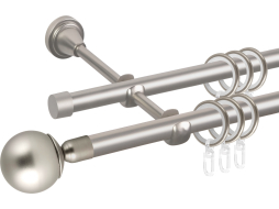 Карниз для штор настенный двухрядный АС ФОРОС Grace Шар простой труба гладкая