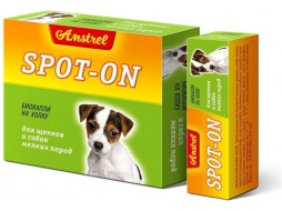 Биокапли от блох и клещей для щенков и собак мелких пород AMSTREL Spot-on 1 пипетка 