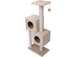 Игровой комплекс для кошек CAT-HOUSE Двойной домик хлопок 55×31×127 см бежевый (4810801201997)