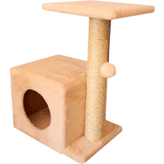 Игровой комплекс для кошек CAT-HOUSE Домик с боковой полкой сизаль 40×31×58 см бежевый (4810801201416)