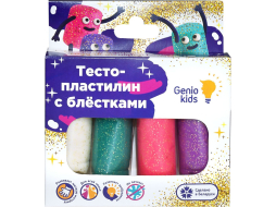 Набор для лепки GENIO KIDS Тесто-пластилин 4 цвета с блестками 