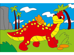 Картина по номерам РЫЖИЙ КОТ Забавный динозавр 10х15 см 