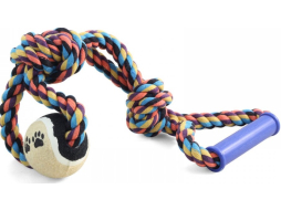 Игрушка для собак TRIOL Веревка с ручкой 2 узла и мяч