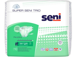 Подгузники для взрослых SENI Super Trio 3 Large 100-150 см 10 штук 