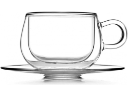 Чашка с блюдцем стеклянная WALMER Viscount с двойными стенками 225 мл 