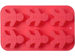 Форма для выпечки силиконовая прямоугольная на 6 кексов WALMER Gingerman 25,8x16x2,8 см 