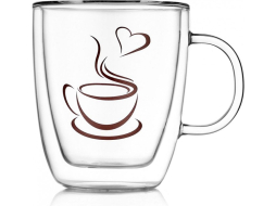 Кружка стеклянная WALMER Lovely Coffee с двойными стенками 350 мл 