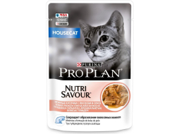 Влажный корм для кошек PURINA PRO PLAN Nutrisavour Housecat лосось в соусе пауч 85 г (7613034756282)