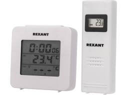 Электронный термометр с часами и беспроводным выносным датчиком REXANT 