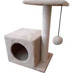 Игровой комплекс для кошек CAT-HOUSE Домик с боковой полкой хлопок 40×31×58 см бежевый (4810801201942)