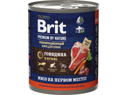 Влажный корм для собак BRIT Premium говядина и печень консервы 850 г 