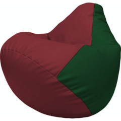 Кресло-мешок FLAGMAN Груша Макси экокожа бордовый/зеленый 
