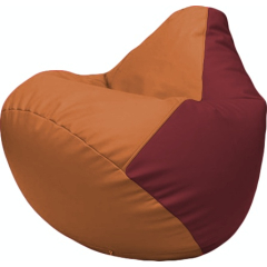 Кресло-мешок FLAGMAN Груша Макси экокожа оранжевый/бордовый 