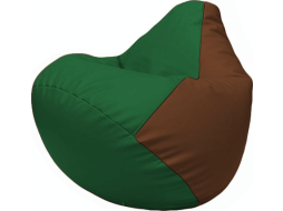 Кресло-мешок FLAGMAN Груша Макси экокожа зеленый/коричневый 