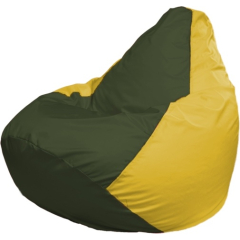 Кресло-мешок FLAGMAN Груша Медиум темно-оливковый/желтый 