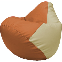 Кресло-мешок FLAGMAN Груша Макси экокожа оранжевый/светло-бежевый 