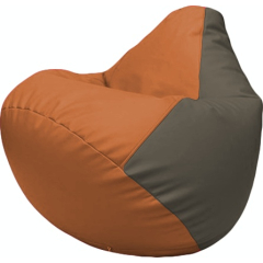 Кресло-мешок FLAGMAN Груша Макси экокожа оранжевый/серый 