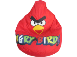 Кресло-мешок FLAGMAN Груша Макси Angry Birds экокожа красный/цветные буквы 