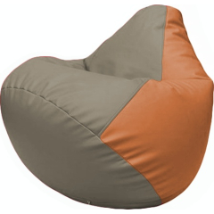 Кресло-мешок FLAGMAN Груша Макси экокожа светло-серый/оранжевый 