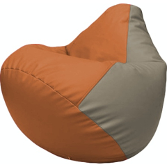Кресло-мешок FLAGMAN Груша Макси экокожа оранжевый/светло-серый 