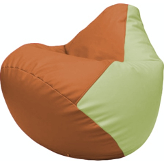 Кресло-мешок FLAGMAN Груша Макси экокожа оранжевый/светло-салатовый 