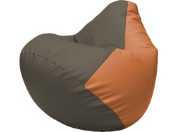 Кресло-мешок FLAGMAN Груша Макси экокожа серый/оранжевый 
