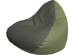 Кресло-мешок FLAGMAN Relax экокожа серый/оливковый 