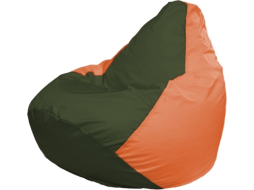 Кресло-мешок FLAGMAN Груша Медиум темно-оливковый/оранжевый 