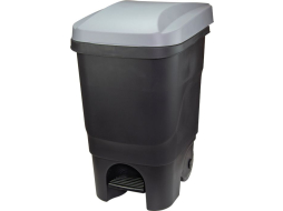 Контейнер для мусора пластиковый с педалью IDEA 60 л черный/серый 