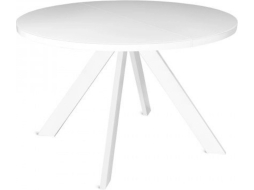 Стол кухонный LISTVIG Oliver со стеклом белый Optiwhite/белый 120-160х120х75 см 