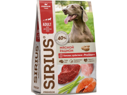 Сухой корм для собак SIRIUS Adult мясной рацион 15 кг (4602009605567)