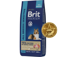 Сухой корм для собак BRIT Premium Sensitive All Breed ягненок с индейкой 15 кг 