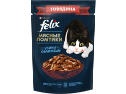 Влажный корм для кошек FELIX Мясные ломтики говядина пауч 75 г (7613287160935)