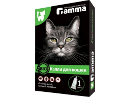 Биокапли от блох и клещей для кошек GAMMA 1 пипетка 1 мл 