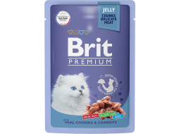 Влажный корм для котят BRIT Premium телятина с морковью в желе пауч 85 г 