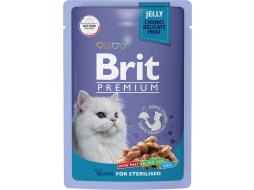 Влажный корм для стерилизованных кошек BRIT Premium Sterilised перепелка в желе пауч 85 г 