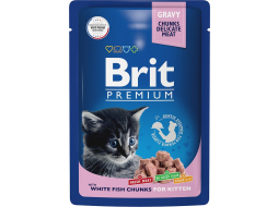Влажный корм для котят BRIT Premium белая рыба в соусе пауч 85 г 