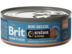 Влажный корм для собак BRIT Premium by Nature Mini Breeds ягненок с гречкой консервы 100 г 