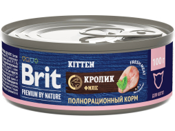 Влажный корм для котят BRIT Premium by Nature кролик консервы 100 г 